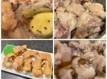 step1: 豬手粒解凍後，用蔥薑汆水後盛起，用水沖乾淨備用