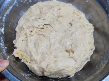 step1: 所有材料混合至無粉狀(搞拌愈均勻，麵團質感更幼滑)，室內發酵2小時， 雪櫃再隔晚發酵到第二天