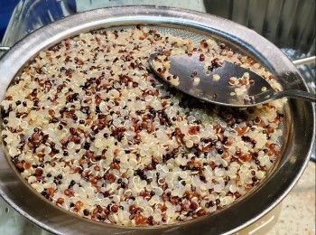 step1: 藜麥用滾水慢火煮約10分鐘,隔去水份放盒中灘凍待用