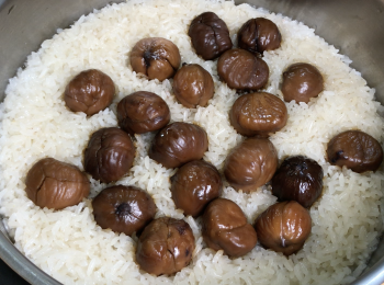 step5: 長糯米和栗子用壓力鍋煮熟