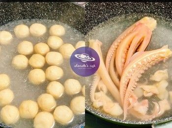 step2: 魚蛋、魷魚汆水