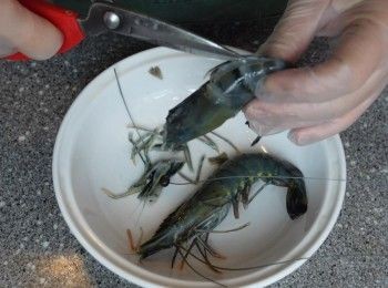 step2: 鮮蝦洗淨後去除蝦囊及蝦腸