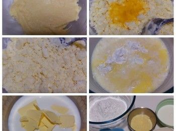 step1: 將糯米粉，木薯粉，砂糖，鹽放入大碗略拌備用
牛奶，無鹽牛油放入煮食鍋用中火加熱煮至牛油完全溶解後，牛奶起哂泡大滾熄火
即刻倒入粉類用刮膠刀拌勻至完全冇哂粉粒，拌好形態係似大小綿花狀（如圖）如冇呢個形態出現成品失敗率高