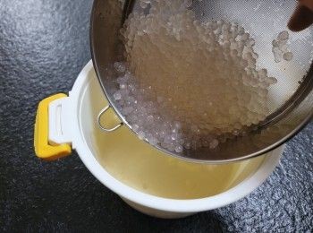 step4: 冷凍後加入柚子肉及芒果粒便可食用; 如需要可按口味加點糖漿