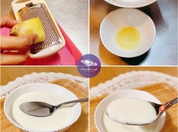 step1: 磨薑汁，放入碗內。牛奶放入煲內，加入砂糖拌勻。開小火煮熱至75度，不要煮滾