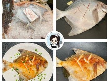 step1: 清洗鯧魚重點，鯧魚肚內有層灰黑色薄膜，必須清走，鯧魚表面會有部分鱗色帶銀黑色，請盡量擦走