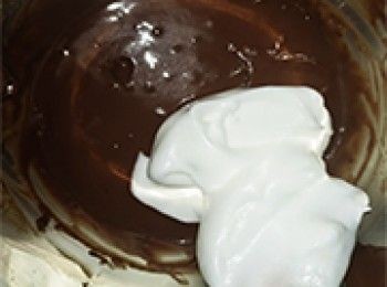 step9: 取1/4蛋白霜到蛋糊內拌勻