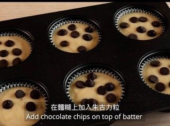 step21: 在麵糊上加入朱古力粒