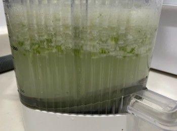 step2: 加入飲用水，放入破壁機或高速攪拌機，檸水打成奶白色水份，即關機，勿過度攪拌，檸檬會變苦澀味道。（如果喜歡甜檸檬水，可加入冰糖一起打檸檬汁。）