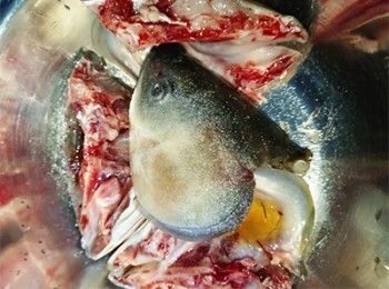 step1: <span class="group_1">拆魚雲</span> 魚雲洗淨，加少許鹽，花雕酒拌勻