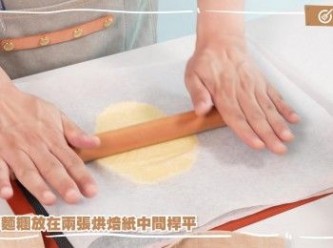 step10: 將麵糰放在兩張烘焙紙中間桿平