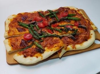 step1: 把所有材料混合（靜置30分鐘）
取出搓揉
發酵一小時
排氣推開
放上餡料