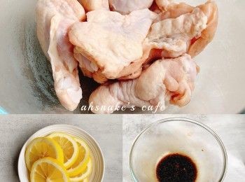 step1: 雞膇浸鹽水解凍，印乾水。加入醃料拌勻，醃2小時或以上