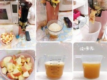 step1: 蘋果汁先加檸檬汁（檸檬汁有防止蘋果汁氧化變色的作用），拌勻