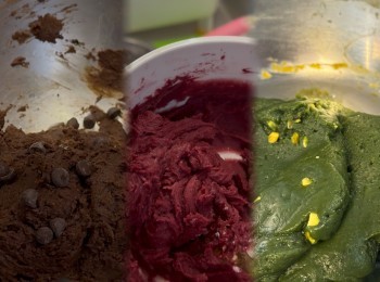 step4: 攪勻後，每種顏色分成六個差不多大小的波波（每個約20g）