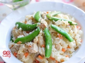 step5: 特別的豆漿嫩雞丁燉飯，少了油質的健康燉飯上桌囉!