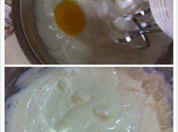 step3: 然後蛋黃逐粒加入打均勻。