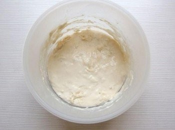 step3: <span class="group_2">發酵種</span>: 1.高筋麵粉 121g 2.水 114g 3.酵母 1/16小匙(手指頭捏起一點點即可) 4.準備一個容器有上蓋但不需完全密封 5.將全部材料放在容器裡完全混合,室溫8-12小時後即可使用。ps:夏天在室溫發酵2小時後,可放冰箱冷藏慢慢發酵。