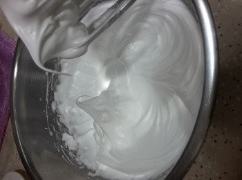 step3: 繼續打發至尾部鬆軟彎曲，是初發程度的濕性打發。切勿過蘢。