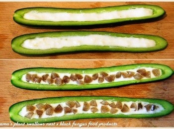 step3: 陸續填入原味優格、切成丁狀的黑木耳QQ圓。