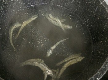 step4: ***鯷魚昆布湯(請預先煲好)：
2-3杯水煲滾後放入5-6條鯷魚乾及3片昆布，滾至水變成黃色後便成
(鯷魚及昆布撈出不要)