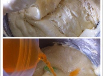 step4: 然後加入橙汁攪拌均勻。