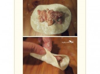 step5: 放入肉餡.兩邊捏緊