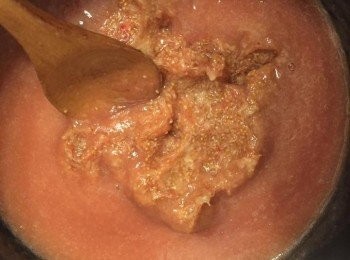 step5: 及加入無花果蓉並不停攪拌。