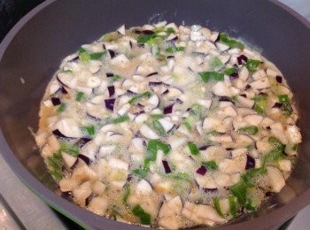 step1: 蔥、茄子切細丁，玉米粉調水、加入蛋打勻 所有<span class="group_1">食材</span>與蛋液拌勻，塩、醬油、味醂調味