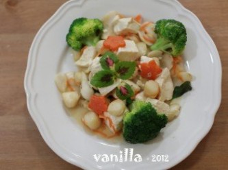 step4: 接著加入蔬菜豆腐拌炒