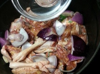 step4: 落雞煎香兩邊,讚米酒