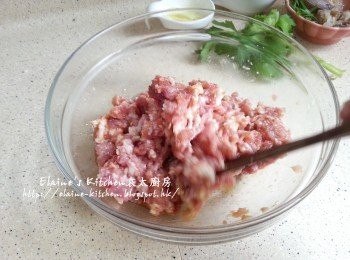 step4: 將肉碎放入大碗內加入<span class="group_2">醃料</span>拌勻靜待10分鐘