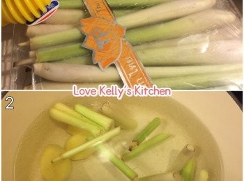 step1: 香茅用刀背拍扁切段，薑去皮切片