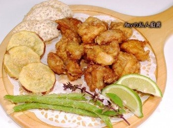step6: 為了不浪費油,另外加碼多炸一些地瓜及芋頭蔬菜