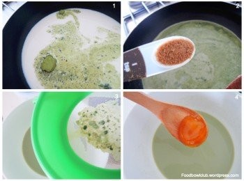 step1: 1）以小火预热锅子。倒入豆奶与抹茶粉混合均匀。 2）小火煮至冒泡后，加入黑糖搅拌至黑糖完全溶化。熄火。 3）将抹茶豆浆过滤，去掉结块的颗粒状。 4）加入蜂蜜以调味适当的甜度。完成！