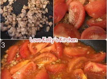 step2: 肉碎用調味料醃好，雞蛋撥好成蛋漿備用；