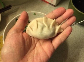 step8: 對摺後摺5下, 包成餃子