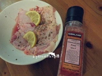 step1: 海鹽檸檬黑胡椒抓醃雞腿(約15分)