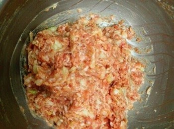 step5: 將所有<span class="group_2">肉餡</span>材料一直攪拌到有粘性之後放入冷凍庫內三十分鐘.