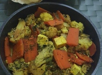 step5: 純素 蒔蘿煮豆腐 、花椰菜 完成