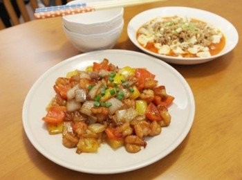 step7: 色香味俱全的雙椒炒蝦仁:)