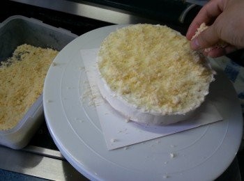 step24: 將蛋糕碎平均灑上蛋糕上即可