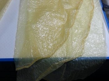 step6: 再將一邊腐皮剪成三張,兩邊合共六張