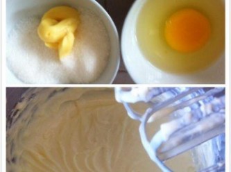 step1: 餡料做法
將芝士奶油，牛油和幼糖利用打蛋器打至幼滑。然後加入蛋液和玉米粉攪拌均勻待用。