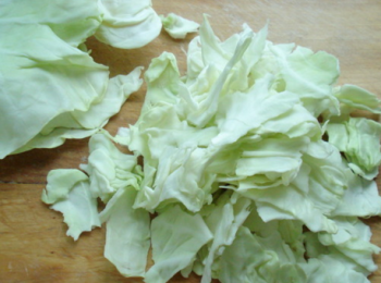 step1: 逐層撕下包菜的葉片，洗淨後用手撕成塊