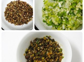 step1: 1. 蔥、薑及蒜頭切蓉並混合備用，花椒粒放入塑膠袋內槌裂備用

2. 醬油、白醋、糖及麻油混合成醬汁備用