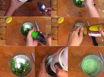 step12: 青瓜洗淨，切段
芫茜洗淨切去根部
把所有材料入攪拌機打成醬即可