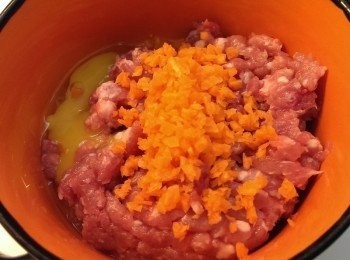 step2: 混合絞肉.胡蘿蔔.蛋液
