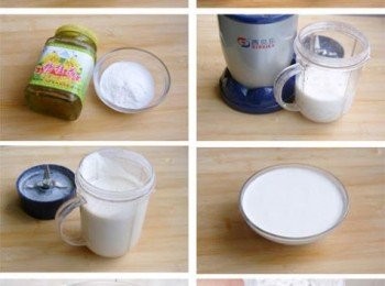 step5: 小火煮，邊煮邊攪拌，大概幾分鐘，就可以成糊狀了，香滑可口的杏仁茶就做好，食用時可淋上少許的糖桂花