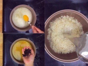 step11: 下雞湯、黃薑粉、葡萄乾拌勻，再下雞湯，按下電飯煲等自然煮好即可